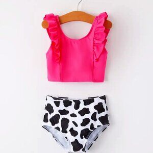 "Cow Pattern" Girls' Swimsuit